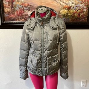 Eddie Bauer 550 Down Yukon Model Hooded Jacket Coat Pockets Gray Women's Medium